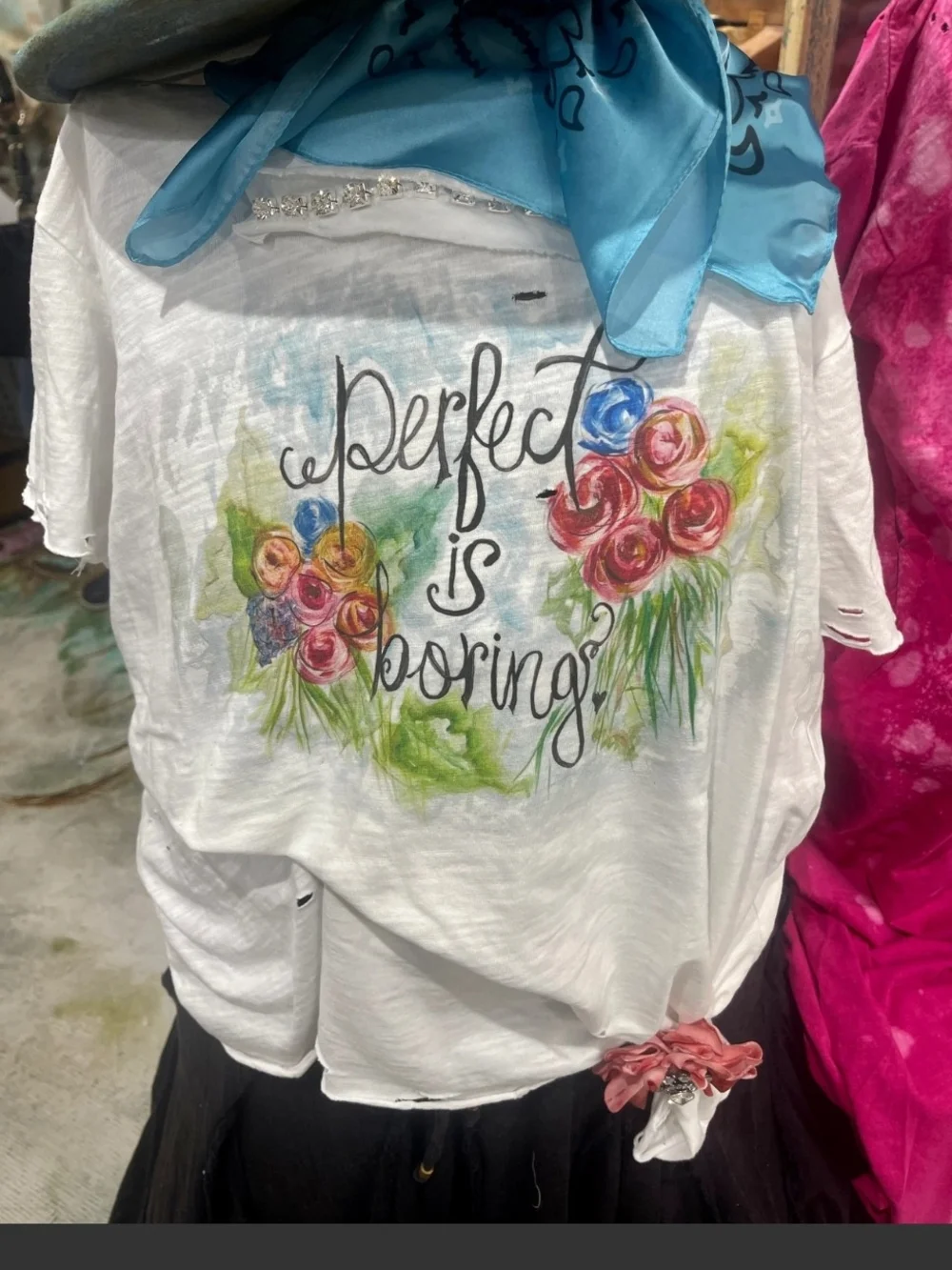 🔥BRAND NEW 3/4 Sleeves “Perfect Is Boring” Tattered Tee, A Rare Bird V-Neck